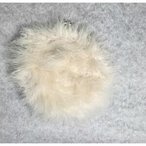 VTG Retro Fluffy White Feather Purse Kiss Lock Closure Evening Bag Mid Century